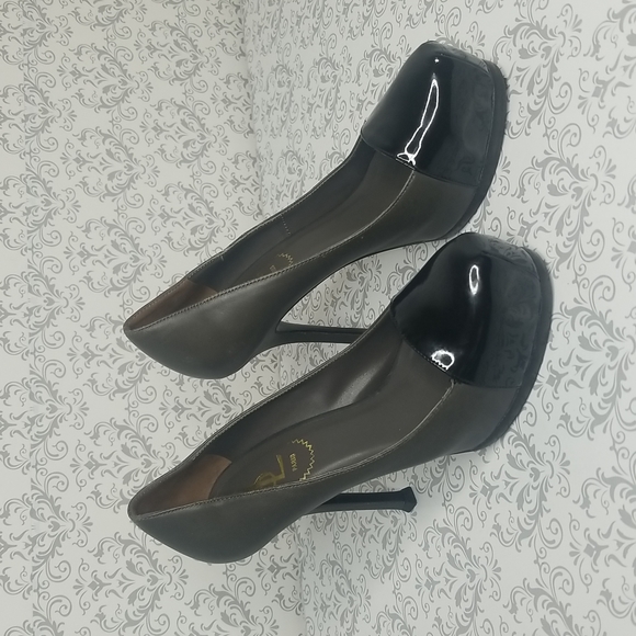 YVES SAINT LAURENT TRIBTOO CAP TOE PLATFORM PUMP BLACK LEATHER & PATENT - Picture 4 of 16